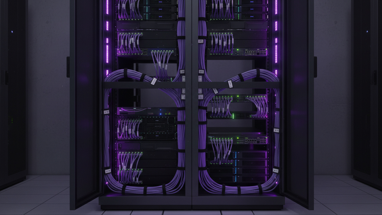 Server room with organized cabling